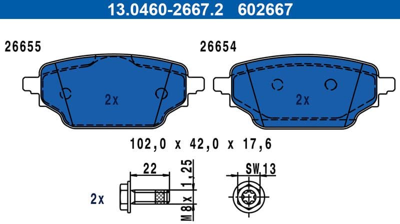 Brake Pad Set, disc brake 13.0460-2667.2