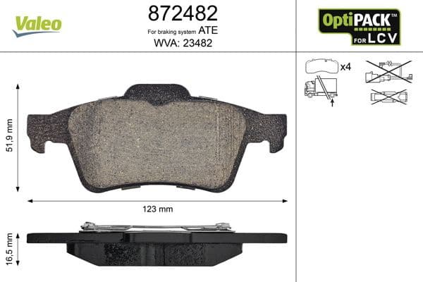 Brake Pad Set, disc brake OPTIPACK for LCV 872482