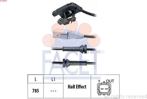 Sensor, wheel speed Made in Italy - OE Equivalent 21.0031