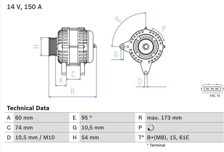 Alternator 0986045031 - image 2