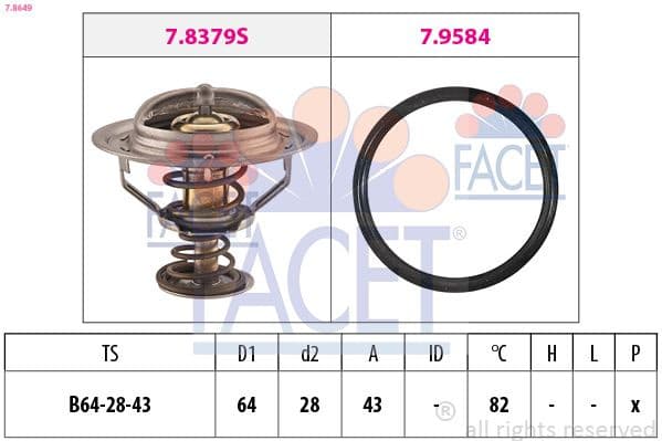 Thermostat, coolant Made in Italy - OE Equivalent 7.8649