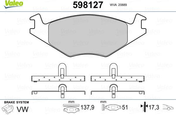Brake Pad Set, disc brake 598127