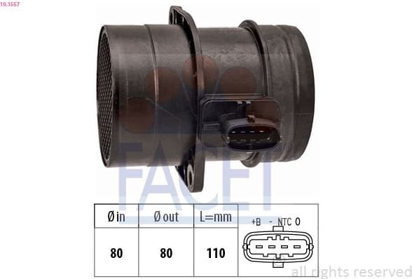 Mass Air Flow Sensor Made in Italy - OE Equivalent 10.1557