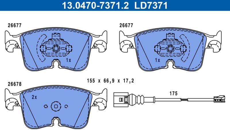 Brake Pad Set, disc brake ATE Ceramic 13.0470-7371.2