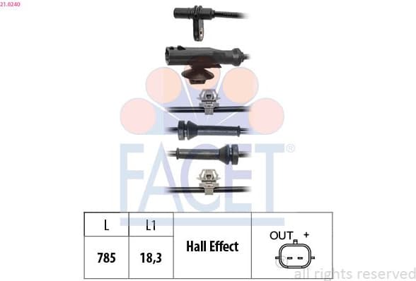 Sensor, wheel speed Made in Italy - OE Equivalent 21.0240