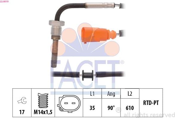 Sensor, exhaust gas temperature Made in Italy - OE Equivalent 22.0019