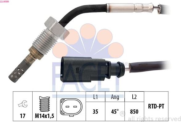Sensor, exhaust gas temperature Made in Italy - OE Equivalent 22.0099