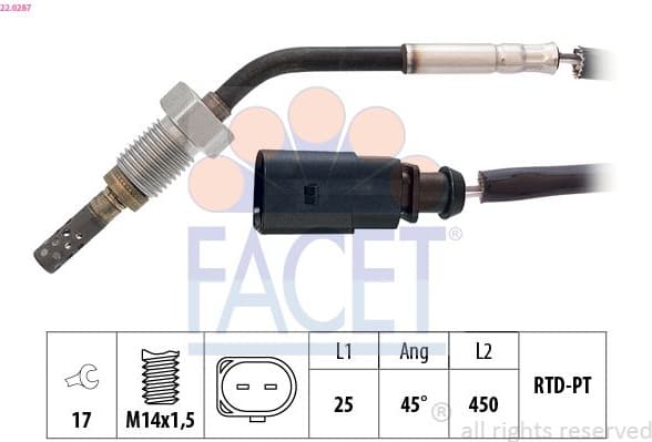 Sensor, exhaust gas temperature Made in Italy - OE Equivalent 22.0287
