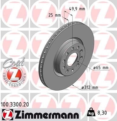 Brake Disc COAT Z 100.3300.20
