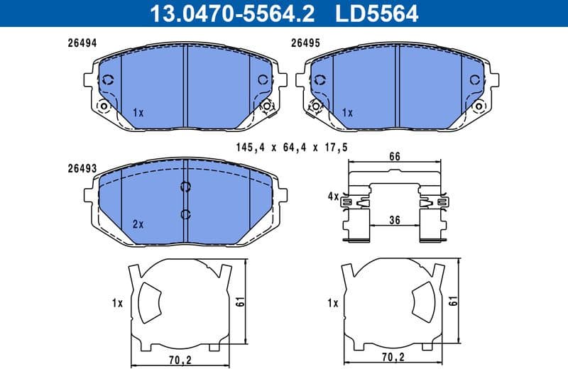 Brake Pad Set, disc brake ATE Ceramic 13.0470-5564.2