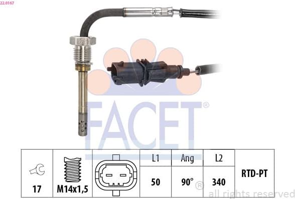Sensor, exhaust gas temperature Made in Italy - OE Equivalent 22.0167