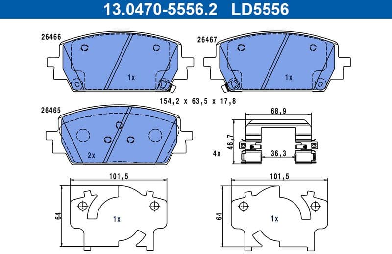 Brake Pad Set, disc brake ATE Ceramic 13.0470-5556.2