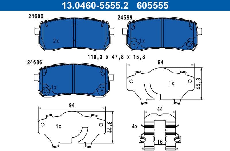 Brake Pad Set, disc brake 13.0460-5555.2