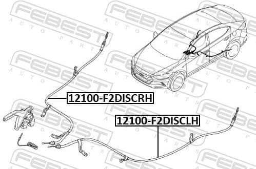 Cable Pull, parking brake 12100-F2DISCLH - image 2