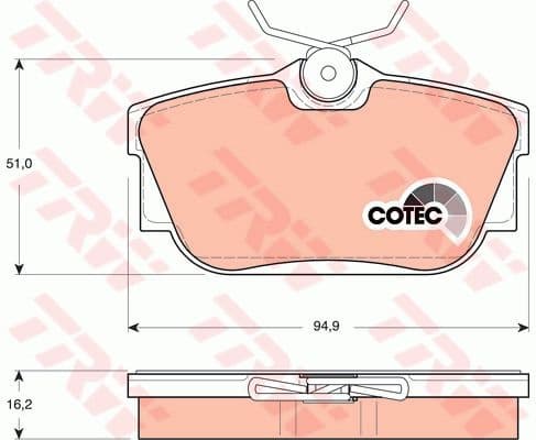 Brake Pad Set, disc brake COTEC GDB1325