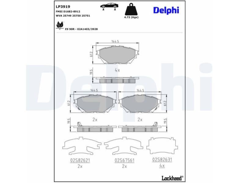 Brake Pad Set, disc parking brake LP3919
