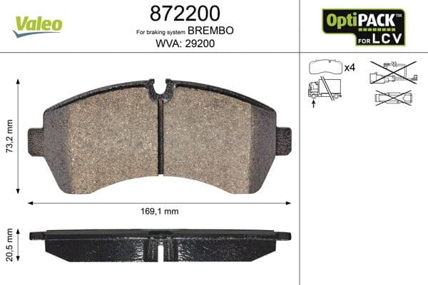 Brake Pad Set, disc brake OPTIPACK for LCV 872200