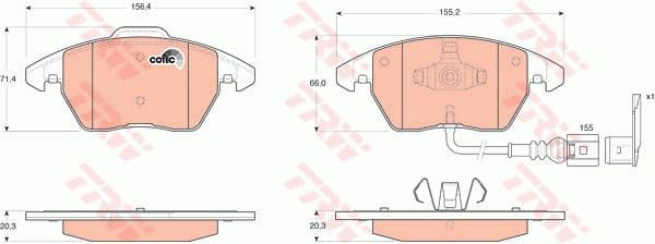 Brake pads front, Top Quality GDB1550