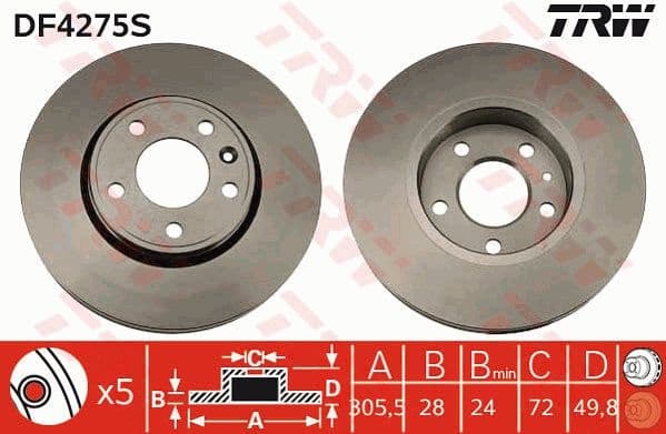 Brake disc, 1pcs FRONT, Top Quality DF4275S - image 4