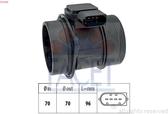 Mass Air Flow Sensor Made in Italy - OE Equivalent 10.1358