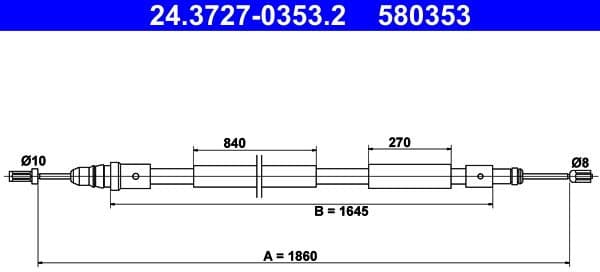 Cable Pull, parking brake 24.3727-0353.2