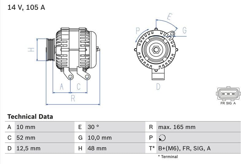 Alternator 0986080440 - image 2