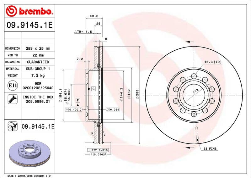 Brake Kit, disc brake BEYOND LINE - EV KT 08 024