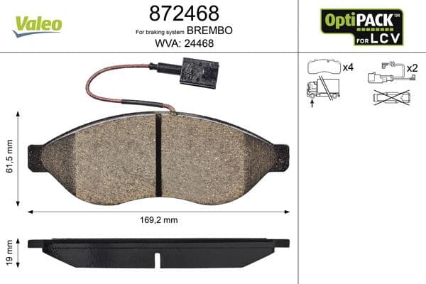 Brake Pad Set, disc brake OPTIPACK for LCV 872468