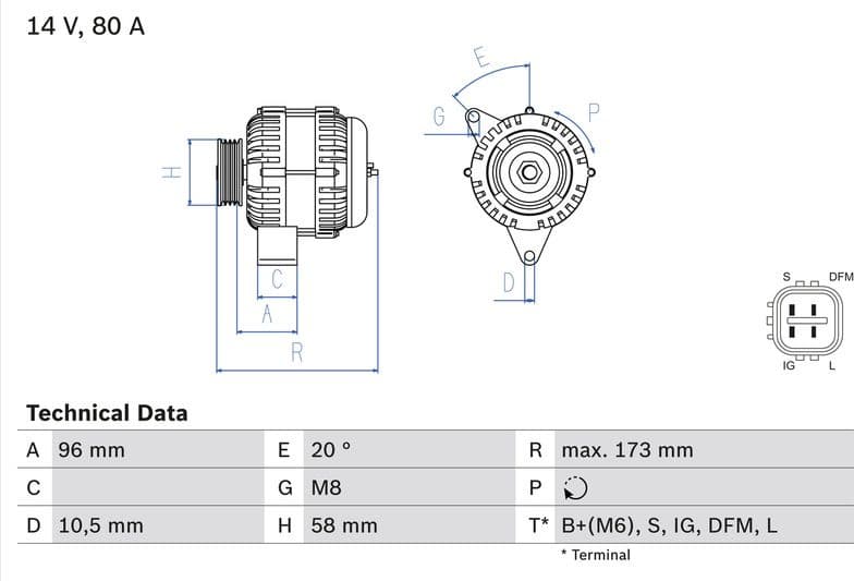 Alternator 0986082040 - image 3