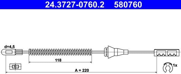 Cable Pull, parking brake 24.3727-0760.2