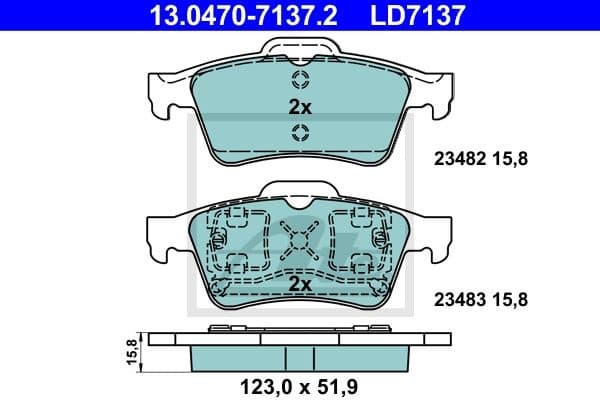 Brake Pad Set, disc brake ATE Ceramic 13.0470-7137.2 - image 2