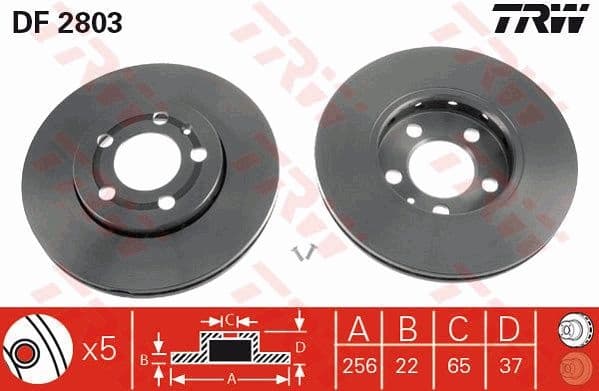 Brake discs kit front (2pcs), Top Quality DF2803 - image 8