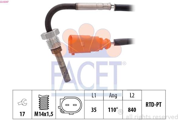 Sensor, exhaust gas temperature Made in Italy - OE Equivalent 22.0247
