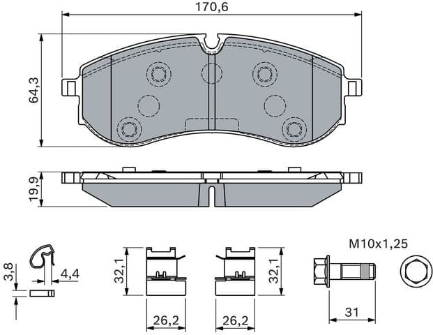 Brake Pad Set, disc brake 0 986 460 115