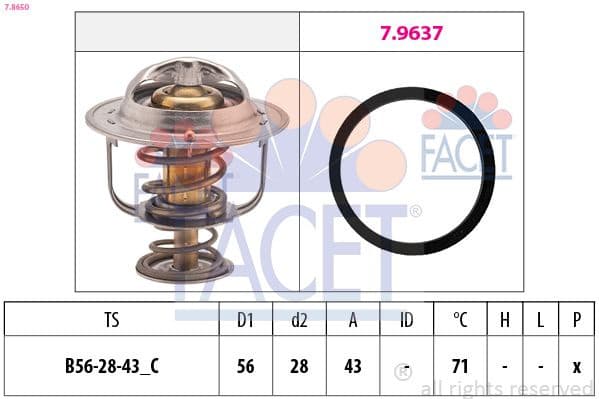 Thermostat, coolant Made in Italy - OE Equivalent 7.8650
