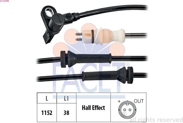 Sensor, wheel speed Made in Italy - OE Equivalent 21.0198