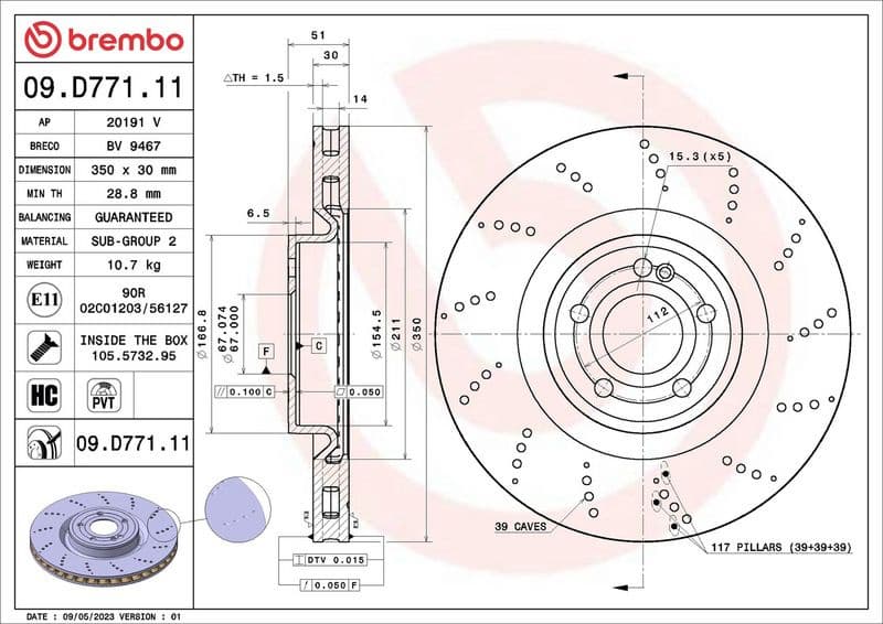 Brake Disc PRIME LINE - UV Coated 09.D771.11