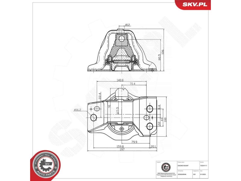 Mounting, engine 75SKV111