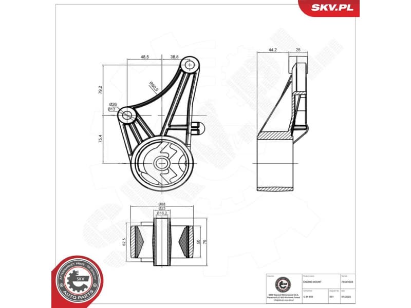 Mounting, engine 75SKV023
