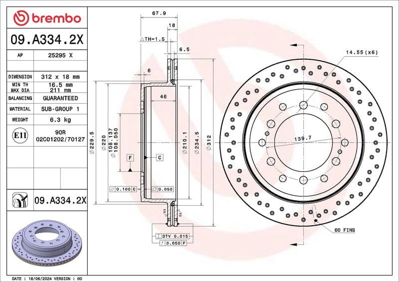 Brake Disc XTRA LINE - Xtra 09.A334.2X