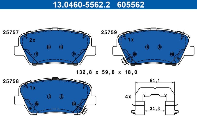 Brake Pad Set, disc brake 13.0460-5562.2