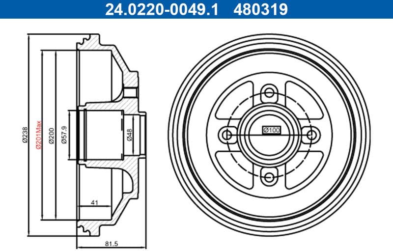Brake Drum 24.0220-0049.1
