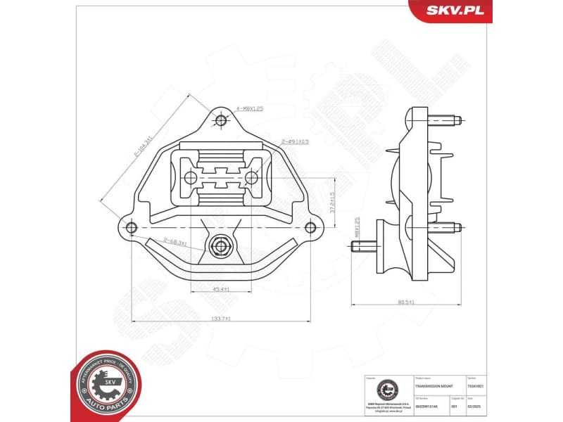 Mounting, automatic transmission 75SKV821 - image 2