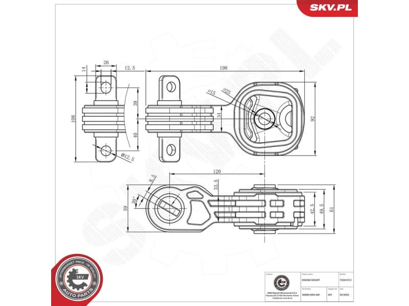 Mounting, engine 75SKV313