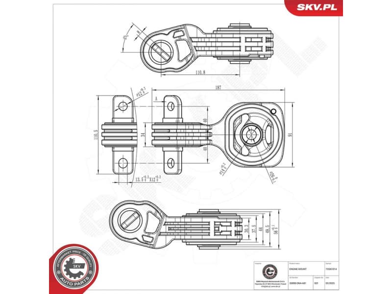 Mounting, engine 75SKV314