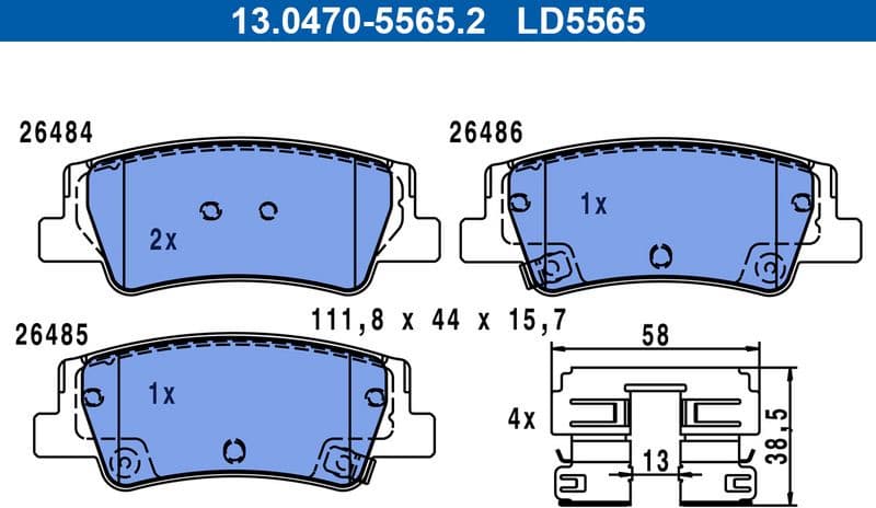 Brake Pad Set, disc brake ATE Ceramic 13.0470-5565.2