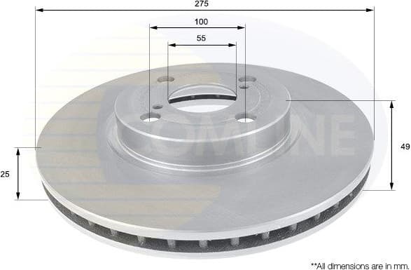 Brake disc, 1pcs FRONT ADC01114V - image 2