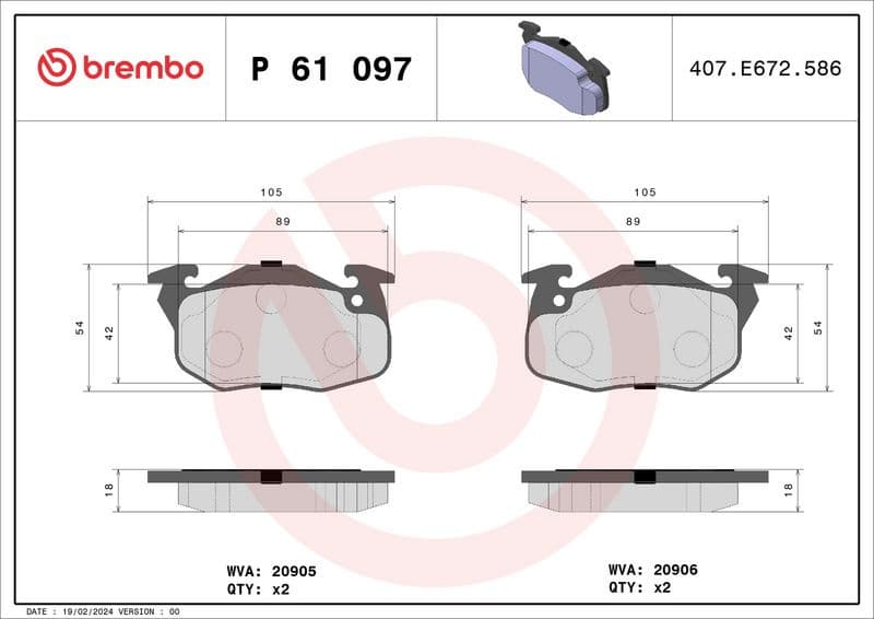 Brake Pad Set, disc brake PRIME LINE P 61 097