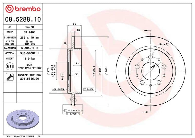 Brake Disc PRIME LINE 08.5288.10