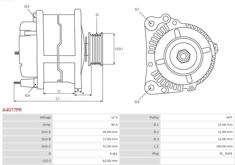Alternator Remanufactured AS A4077PR - image 5